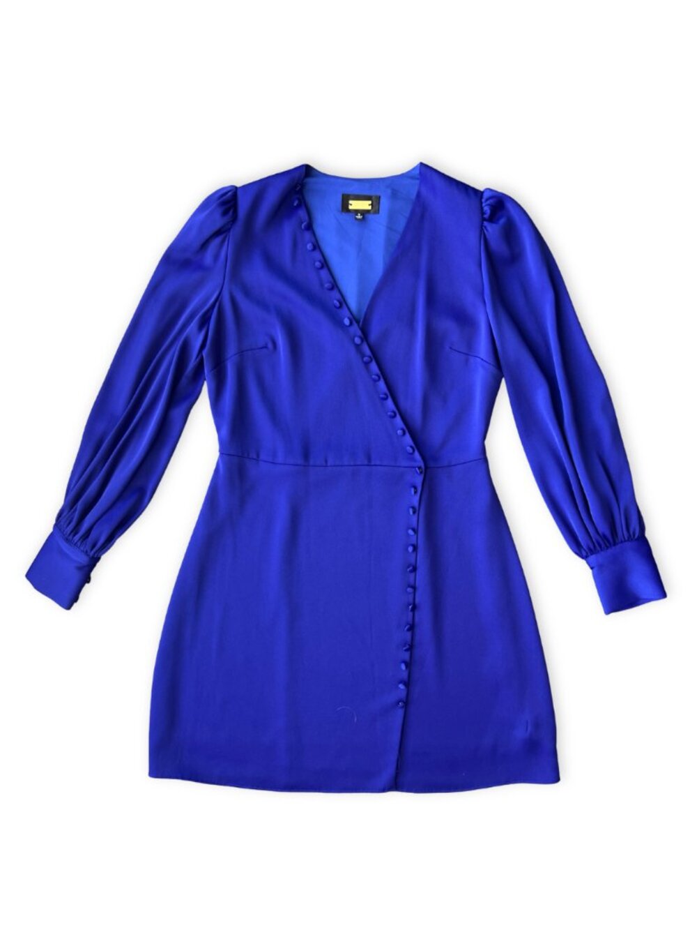 Alexia Admor Arya Royal Blue Mini Wrap Dress Asymmetric Button Long Sleeve 6